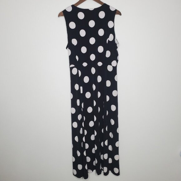 Susan Graver Womens Pollka Dot Liquid Knit Faux-Wrap Maxi Dress Size XL Petite - Picture 3 of 9
